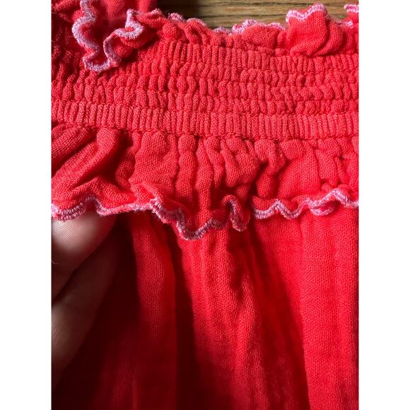 Baby Gap Red Muslin Gauze Smocked Tank Top & Shorts Set Girls 3T 4T - Picture 3 of 5